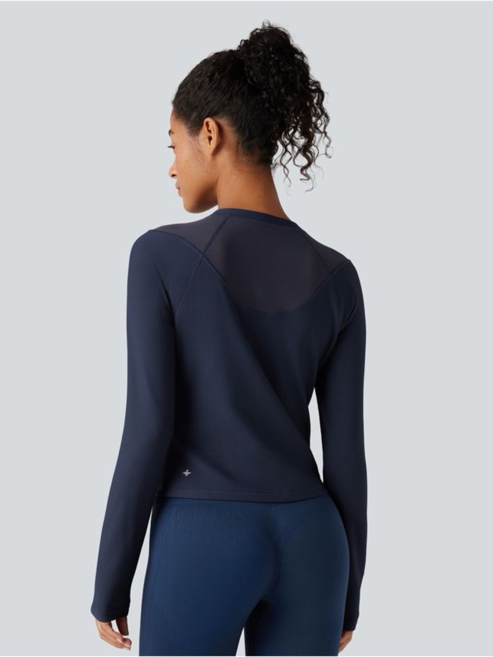 NWT Halara Round Neck Reglan Long Sleeve Contrast Mesh Yoga Sports Top
